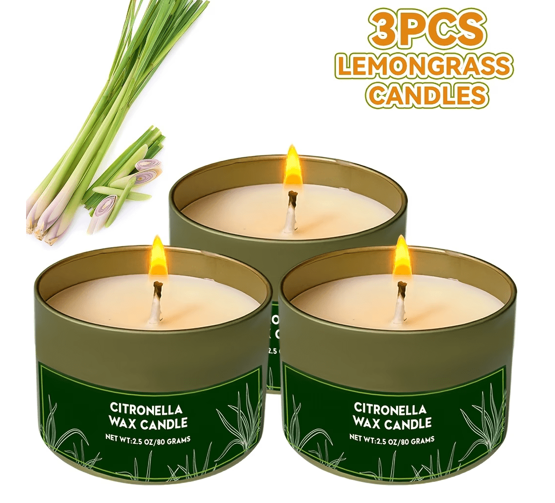 Velas Doradas de Citronela – Hierba de Limón en Lata x3